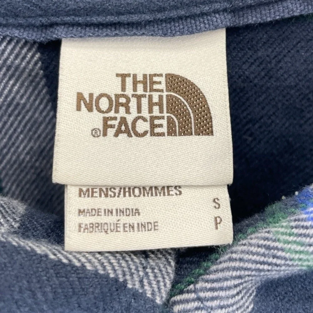 The North Face Plaid Flannel Button Down Shirt Mens S Blue Outdoor Hiking